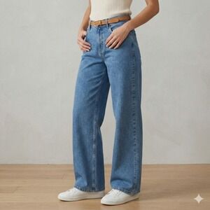 Pilcro Jeans Womens 28 Blue High Rise Wide Leg Relaxed Fit Stretch Denim Casual